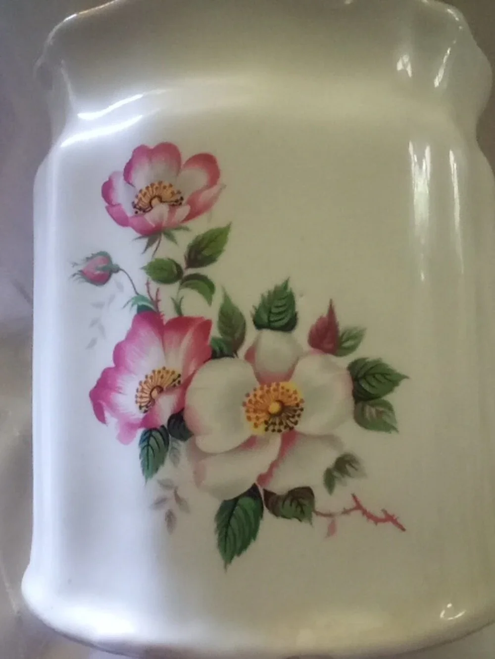 vintage house of webster biscuit jar with Gold Trim